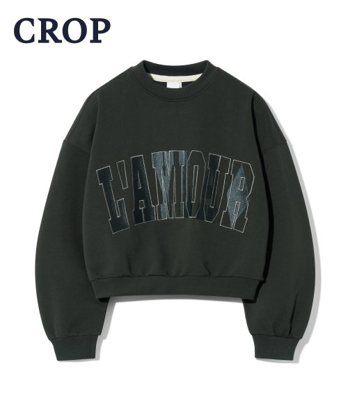 Diamond Layla（ダイアモンドレイラ）の「[CROP] LAMOUR Big Embroidery Stitch Sweatshirt T87  Charcoal（スウェット・レディース・その他・SMALL）」の2枚目の写真