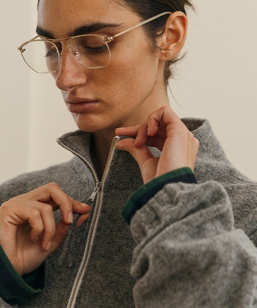 CREDONA（クレドナ）の「WOOL PILE HALF ZIP TOP/ウールパイルハーフジップトップ（Tシャツ/カットソー・レディース・グレー/ライトブルー/ボルドー・FREE）」の19枚目の写真