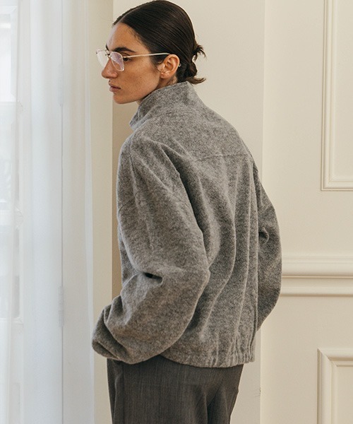CREDONA（クレドナ）の「WOOL PILE HALF ZIP TOP/ウールパイルハーフジップトップ（Tシャツ/カットソー・レディース・グレー/ライトブルー/ボルドー・FREE）」の22枚目の写真