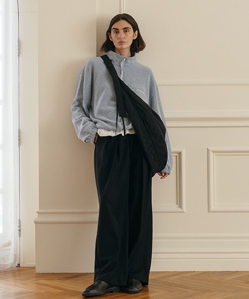 CREDONA（クレドナ）の「WOOL PILE HALF ZIP TOP/ウールパイルハーフジップトップ（Tシャツ/カットソー・レディース・グレー/ライトブルー/ボルドー・FREE）」の6枚目の写真