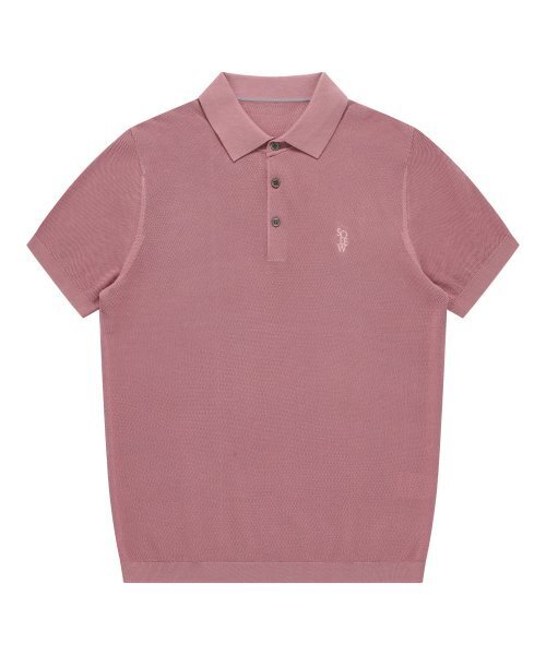 Polo pique short-sleeved knit_dark pink