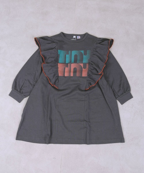 Life Support Products(ライフサポートプロダクツ)の「【COTTON from U.S.A】長袖ラッフルワンピース(ワンピース・キッズ・ライトピンク/グリーン/チャコール・140/130/120/110/100/90/150)」の2枚目の写真