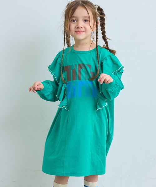 Life Support Products(ライフサポートプロダクツ)の「【COTTON from U.S.A】長袖ラッフルワンピース(ワンピース・キッズ・ライトピンク/グリーン/チャコール・140/130/120/110/100/90/150)」の5枚目の写真