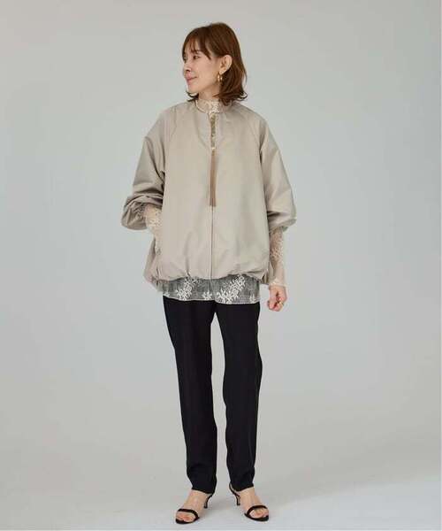 VERMEIL par iena(ヴェルメイユパーイエナ)の「LIMONTA コクーンジャケット(ノーカラージャケット・レディース・ネイビー/ベージュ・FREE)」の3枚目の写真