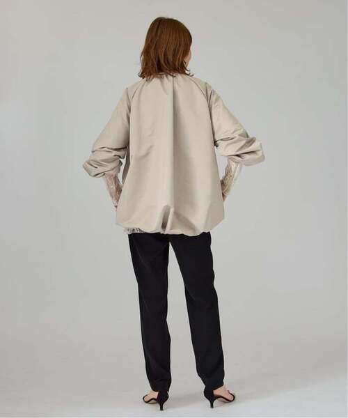 VERMEIL par iena(ヴェルメイユパーイエナ)の「LIMONTA コクーンジャケット(ノーカラージャケット・レディース・ネイビー/ベージュ・FREE)」の4枚目の写真