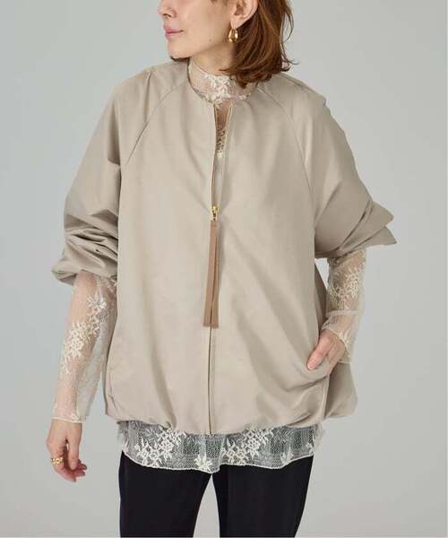 VERMEIL par iena(ヴェルメイユパーイエナ)の「LIMONTA コクーンジャケット(ノーカラージャケット・レディース・ネイビー/ベージュ・FREE)」の6枚目の写真