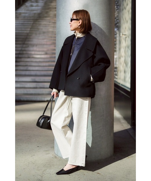 VERMEIL par iena(ヴェルメイユパーイエナ)の「LIMONTA コクーンジャケット(ノーカラージャケット・レディース・ネイビー/ベージュ・FREE)」の10枚目の写真