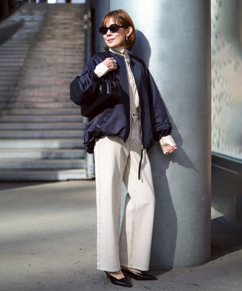 VERMEIL par iena(ヴェルメイユパーイエナ)の「LIMONTA コクーンジャケット(ノーカラージャケット・レディース・ネイビー/ベージュ・FREE)」の11枚目の写真