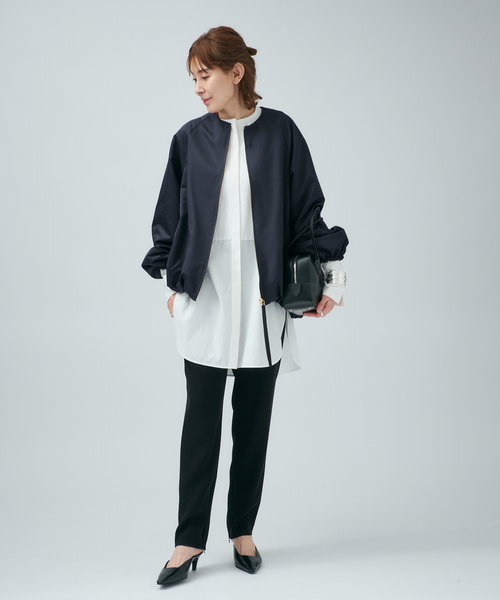 VERMEIL par iena(ヴェルメイユパーイエナ)の「LIMONTA コクーンジャケット(ノーカラージャケット・レディース・ネイビー/ベージュ・FREE)」の12枚目の写真