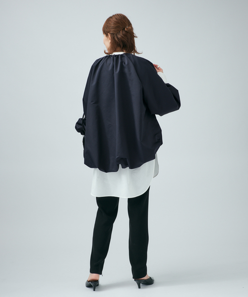 VERMEIL par iena(ヴェルメイユパーイエナ)の「LIMONTA コクーンジャケット(ノーカラージャケット・レディース・ネイビー/ベージュ・FREE)」の13枚目の写真