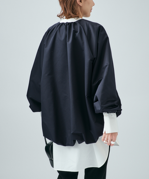 VERMEIL par iena(ヴェルメイユパーイエナ)の「LIMONTA コクーンジャケット(ノーカラージャケット・レディース・ネイビー/ベージュ・FREE)」の16枚目の写真