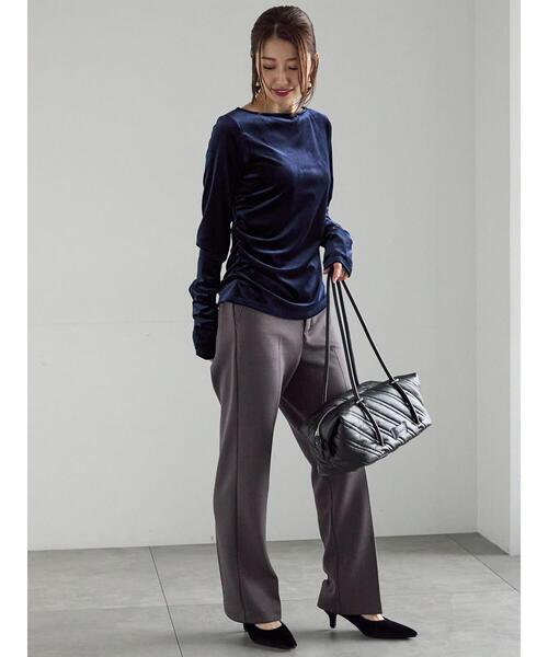 Te chichi（テチチ）の「ベロアサイドギャザートップス（Tシャツ/カットソー・レディース・チャコールグレー/ネイビー/オフホワイト・F）」の18枚目の写真