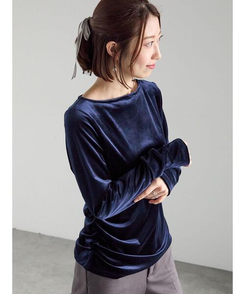 Te chichi（テチチ）の「ベロアサイドギャザートップス（Tシャツ/カットソー・レディース・チャコールグレー/ネイビー/オフホワイト・F）」の19枚目の写真