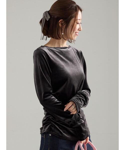 Te chichi（テチチ）の「ベロアサイドギャザートップス（Tシャツ/カットソー・レディース・チャコールグレー/ネイビー/オフホワイト・F）」の21枚目の写真