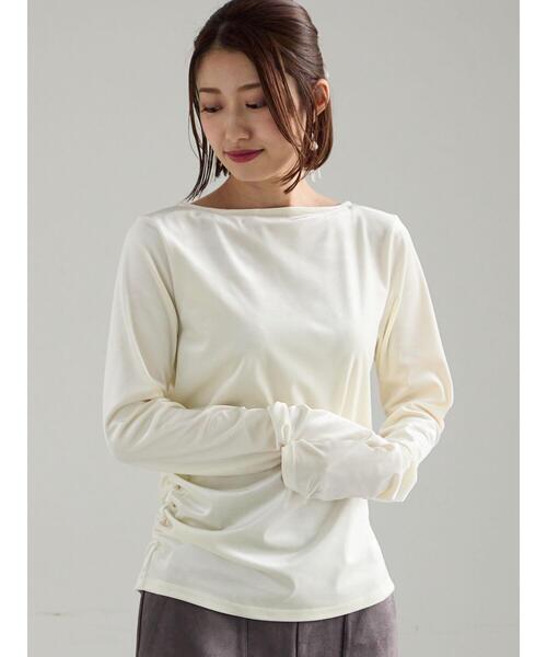 Te chichi（テチチ）の「ベロアサイドギャザートップス（Tシャツ/カットソー・レディース・チャコールグレー/ネイビー/オフホワイト・F）」の12枚目の写真