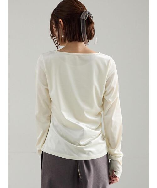 Te chichi（テチチ）の「ベロアサイドギャザートップス（Tシャツ/カットソー・レディース・チャコールグレー/ネイビー/オフホワイト・F）」の13枚目の写真