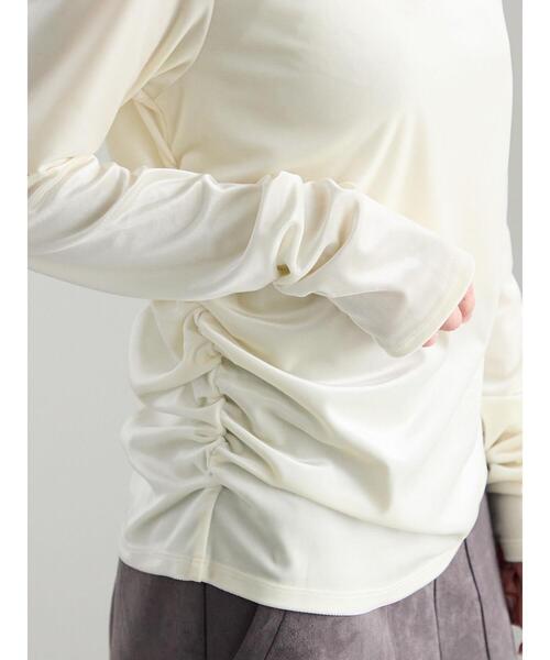 Te chichi（テチチ）の「ベロアサイドギャザートップス（Tシャツ/カットソー・レディース・チャコールグレー/ネイビー/オフホワイト・F）」の16枚目の写真