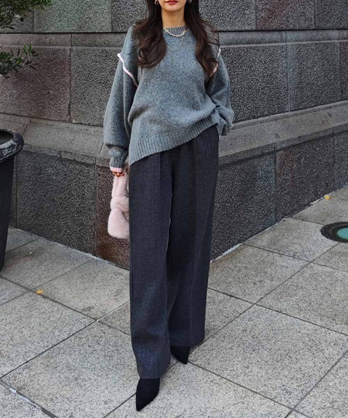 esutoreja（エストレジャ）の「TRイージーワイドパンツ（スラックス・レディース・チャコール/ベージュ・FREE）」の14枚目の写真