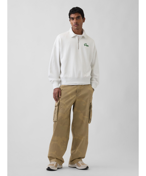 GAP(ギャップ)の「ヴィンテージソフト フレンチテリー オーバーサイズ GAPロゴ クロップド ハーフジップ プルオーバー(スウェット・メンズ・グレー/ホワイト/ブラウン/ブルー・XL/L/M/XS/S)」の12枚目の写真