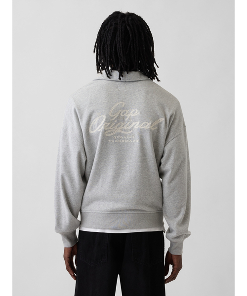 GAP(ギャップ)の「ヴィンテージソフト フレンチテリー オーバーサイズ GAPロゴ クロップド ハーフジップ プルオーバー(スウェット・メンズ・グレー/ホワイト/ブラウン/ブルー・XL/L/M/XS/S)」の14枚目の写真