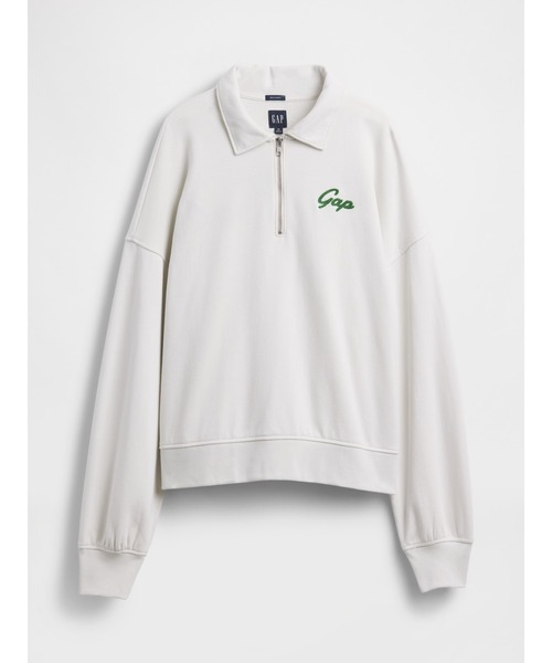 GAP(ギャップ)の「ヴィンテージソフト フレンチテリー オーバーサイズ GAPロゴ クロップド ハーフジップ プルオーバー(スウェット・メンズ・グレー/ホワイト/ブラウン/ブルー・XL/L/M/XS/S)」の6枚目の写真
