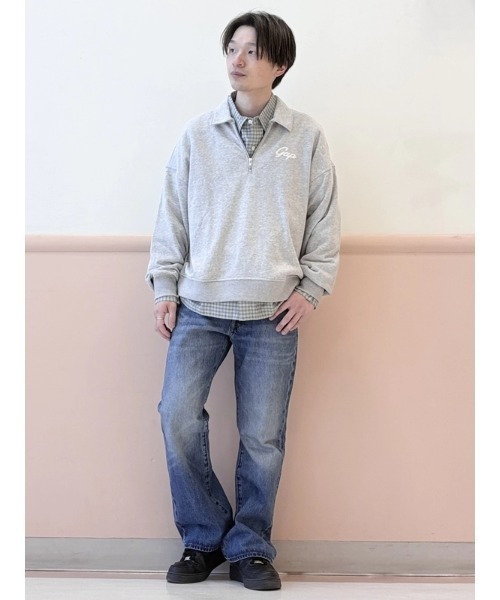 GAP(ギャップ)の「ヴィンテージソフト フレンチテリー オーバーサイズ GAPロゴ クロップド ハーフジップ プルオーバー(スウェット・メンズ・グレー/ホワイト/ブラウン/ブルー・XL/L/M/XS/S)」の9枚目の写真