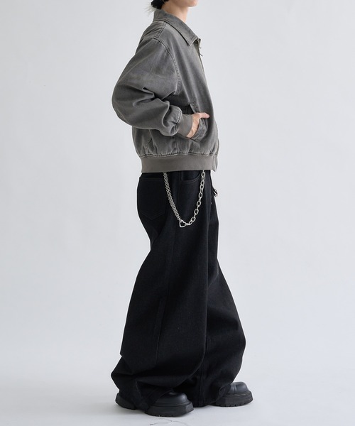 EPNK（イーピーエヌケー）の「Faded Center-Switch Work Jacket / フェーデットセンタースイッチワークジャケット（ブルゾン・メンズ・チャコールグレー/カーキ・SMALL/LARGE/MEDIUM）」の6枚目の写真