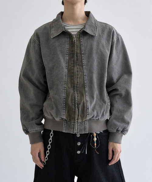 EPNK（イーピーエヌケー）の「Faded Center-Switch Work Jacket / フェーデットセンタースイッチワークジャケット（ブルゾン・メンズ・チャコールグレー/カーキ・SMALL/LARGE/MEDIUM）」の20枚目の写真