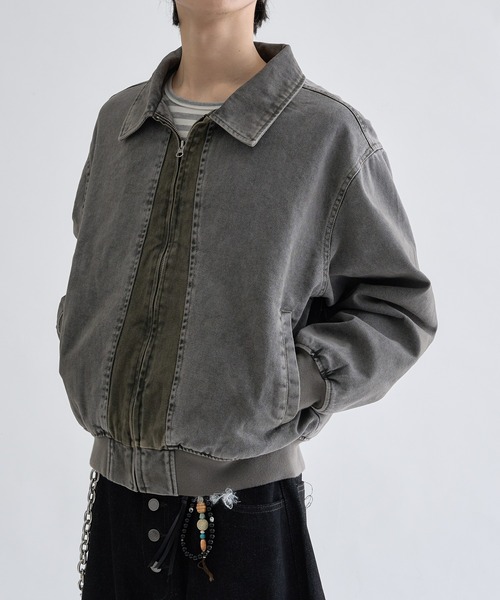 EPNK（イーピーエヌケー）の「Faded Center-Switch Work Jacket / フェーデットセンタースイッチワークジャケット（ブルゾン・メンズ・チャコールグレー/カーキ・SMALL/LARGE/MEDIUM）」の21枚目の写真