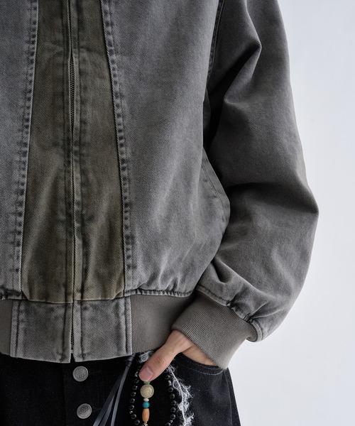 EPNK（イーピーエヌケー）の「Faded Center-Switch Work Jacket / フェーデットセンタースイッチワークジャケット（ブルゾン・メンズ・チャコールグレー/カーキ・SMALL/LARGE/MEDIUM）」の17枚目の写真