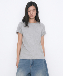ウィメンズベーシッククルーネックTシャツ[ミディアムグレー]
