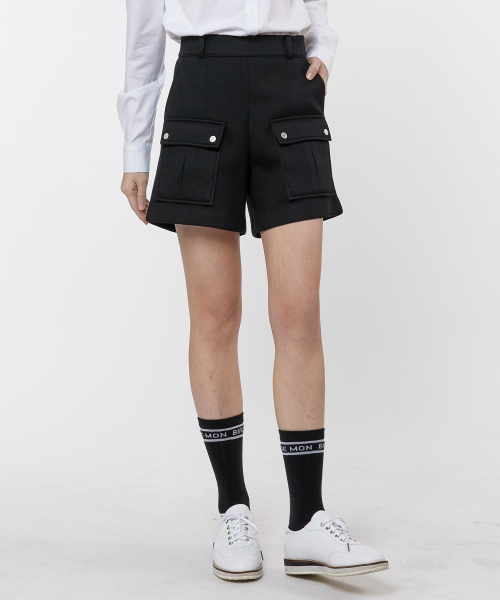 MONBIRDIE GOLF(モンバーディーゴルフ)の「NEO-PRENE CARGO POCKET SHORTS ネオプレンカーゴポケットショーツブラック(その他パンツ・レディース・ブラック・S)」の1枚目の写真