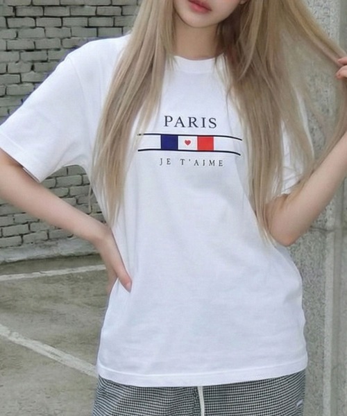 September SEOUL(セプテンバーソウル)の「パリロゴ グラフィック 半袖Tシャツ(Tシャツ/カットソー・レディース・ホワイト/ブラック・FREE)」の1枚目の写真