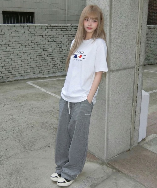 September SEOUL(セプテンバーソウル)の「パリロゴ グラフィック 半袖Tシャツ(Tシャツ/カットソー・レディース・ホワイト/ブラック・FREE)」の4枚目の写真