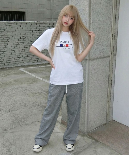 September SEOUL(セプテンバーソウル)の「パリロゴ グラフィック 半袖Tシャツ(Tシャツ/カットソー・レディース・ホワイト/ブラック・FREE)」の5枚目の写真