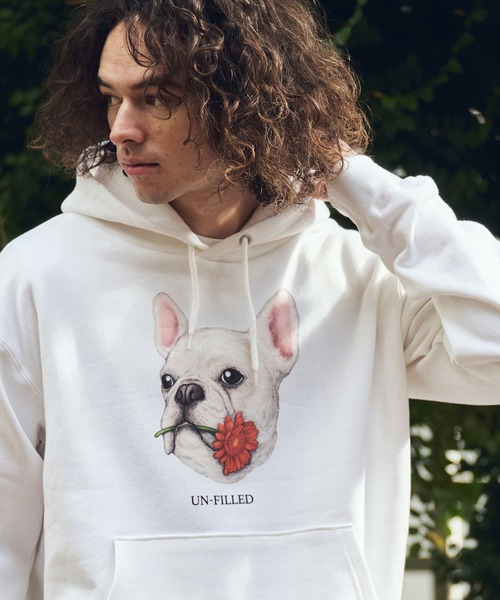 UN-FILLED(アンフィルド)の「mpa4027- REAL GERBERA DOG HOODIE パーカー(フレンチブルドッグ)(SDUF-2603FBD)(パーカー・メンズ・グレー/ホワイト・XL/L/M)」の3枚目の写真