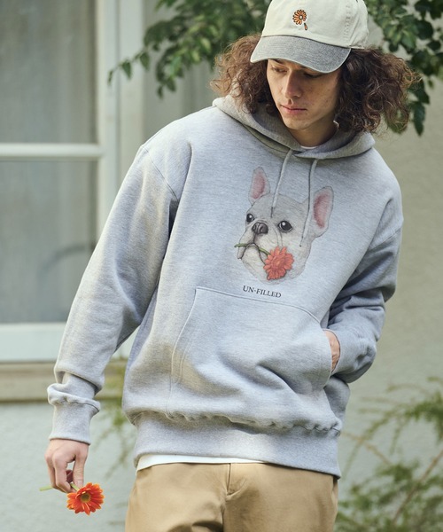 UN-FILLED(アンフィルド)の「mpa4027- REAL GERBERA DOG HOODIE パーカー(フレンチブルドッグ)(SDUF-2603FBD)(パーカー・メンズ・グレー/ホワイト・XL/L/M)」の10枚目の写真
