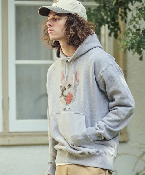 UN-FILLED(アンフィルド)の「mpa4027- REAL GERBERA DOG HOODIE パーカー(フレンチブルドッグ)(SDUF-2603FBD)(パーカー・メンズ・グレー/ホワイト・XL/L/M)」の11枚目の写真