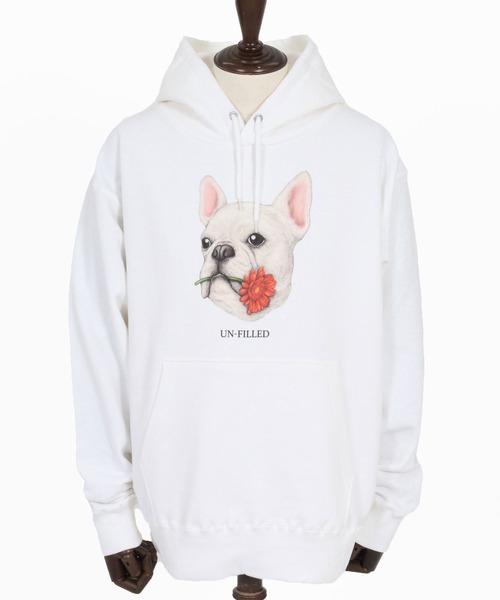 UN-FILLED(アンフィルド)の「mpa4027- REAL GERBERA DOG HOODIE パーカー(フレンチブルドッグ)(SDUF-2603FBD)(パーカー・メンズ・グレー/ホワイト・XL/L/M)」の14枚目の写真