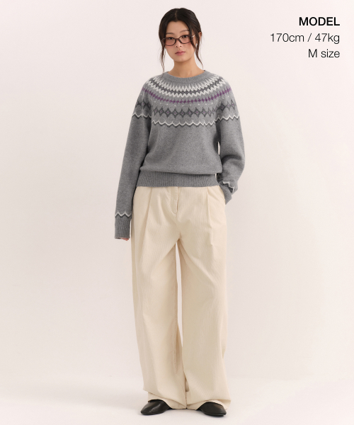 MUSINSA STANDARD WOMAN（ムシンサスタンダードウーマン）の「ウィメンズヨークフェアアイルクルーネックニット[グレー]（ニット/セーター・レディース・その他・SMALL/MEDIUM/LARGE/X-SMALL）」の2枚目の写真