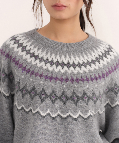 MUSINSA STANDARD WOMAN（ムシンサスタンダードウーマン）の「ウィメンズヨークフェアアイルクルーネックニット[グレー]（ニット/セーター・レディース・その他・SMALL/MEDIUM/LARGE/X-SMALL）」の4枚目の写真
