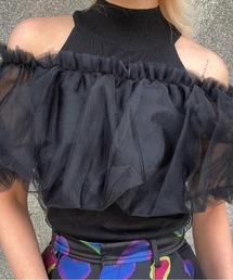 【ENCLOSURE】3way volume tulle blouse