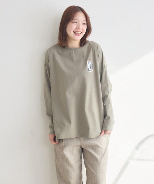 meeny miny(ミーニーマイニー)の「【meeny miny】CAT & BAKES 9456 『love』ロンT(Tシャツ/カットソー・レディース・ホワイト/カーキ/チャコールグレー・M-L/S-M)」の8枚目の写真