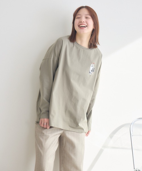 meeny miny(ミーニーマイニー)の「【meeny miny】CAT & BAKES 9456 『love』ロンT(Tシャツ/カットソー・レディース・ホワイト/カーキ/チャコールグレー・M-L/S-M)」の9枚目の写真