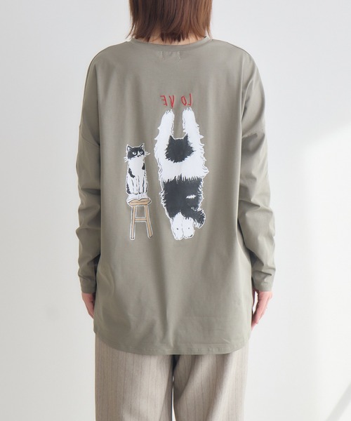 meeny miny(ミーニーマイニー)の「【meeny miny】CAT & BAKES 9456 『love』ロンT(Tシャツ/カットソー・レディース・ホワイト/カーキ/チャコールグレー・M-L/S-M)」の15枚目の写真