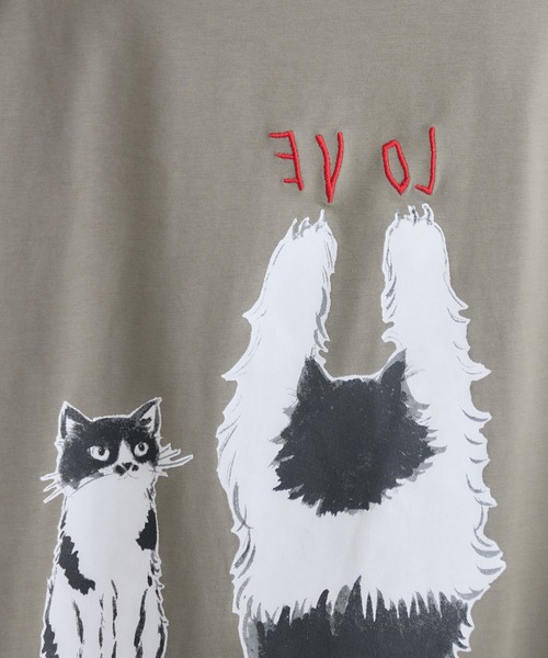 meeny miny(ミーニーマイニー)の「【meeny miny】CAT & BAKES 9456 『love』ロンT(Tシャツ/カットソー・レディース・ホワイト/カーキ/チャコールグレー・M-L/S-M)」の17枚目の写真