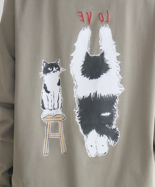 meeny miny(ミーニーマイニー)の「【meeny miny】CAT & BAKES 9456 『love』ロンT(Tシャツ/カットソー・レディース・ホワイト/カーキ/チャコールグレー・M-L/S-M)」の18枚目の写真