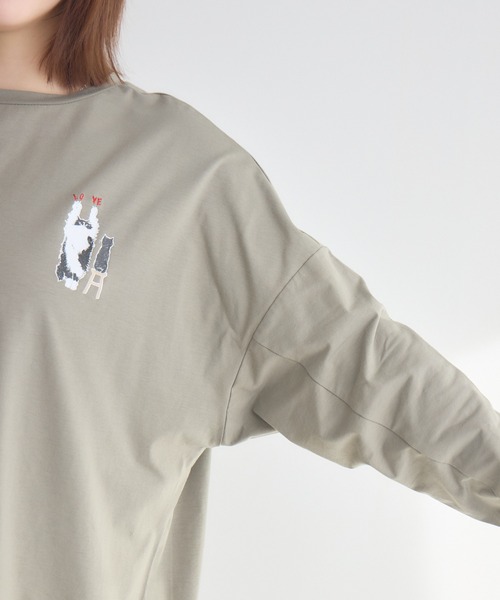 meeny miny(ミーニーマイニー)の「【meeny miny】CAT & BAKES 9456 『love』ロンT(Tシャツ/カットソー・レディース・ホワイト/カーキ/チャコールグレー・M-L/S-M)」の20枚目の写真