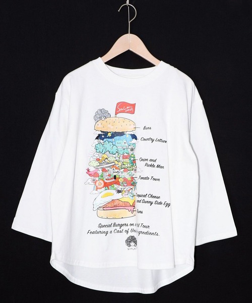 iS ScoLar(イズスカラー)の「ScoLar(スカラー) スカラーバーガータウン柄Tシャツ(Tシャツ/カットソー・レディース・オフホワイト/ブルー/ブラック・MEDIUM)」の1枚目の写真