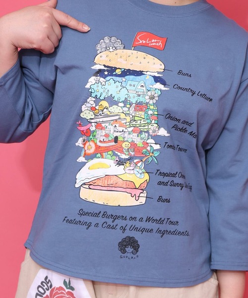 iS ScoLar(イズスカラー)の「ScoLar(スカラー) スカラーバーガータウン柄Tシャツ(Tシャツ/カットソー・レディース・オフホワイト/ブルー/ブラック・MEDIUM)」の10枚目の写真